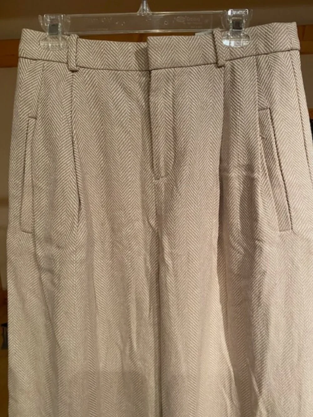 Banana Republic NWT SZ 8 Norfolk Wide Leg Linen Cotton Pant Herringbone